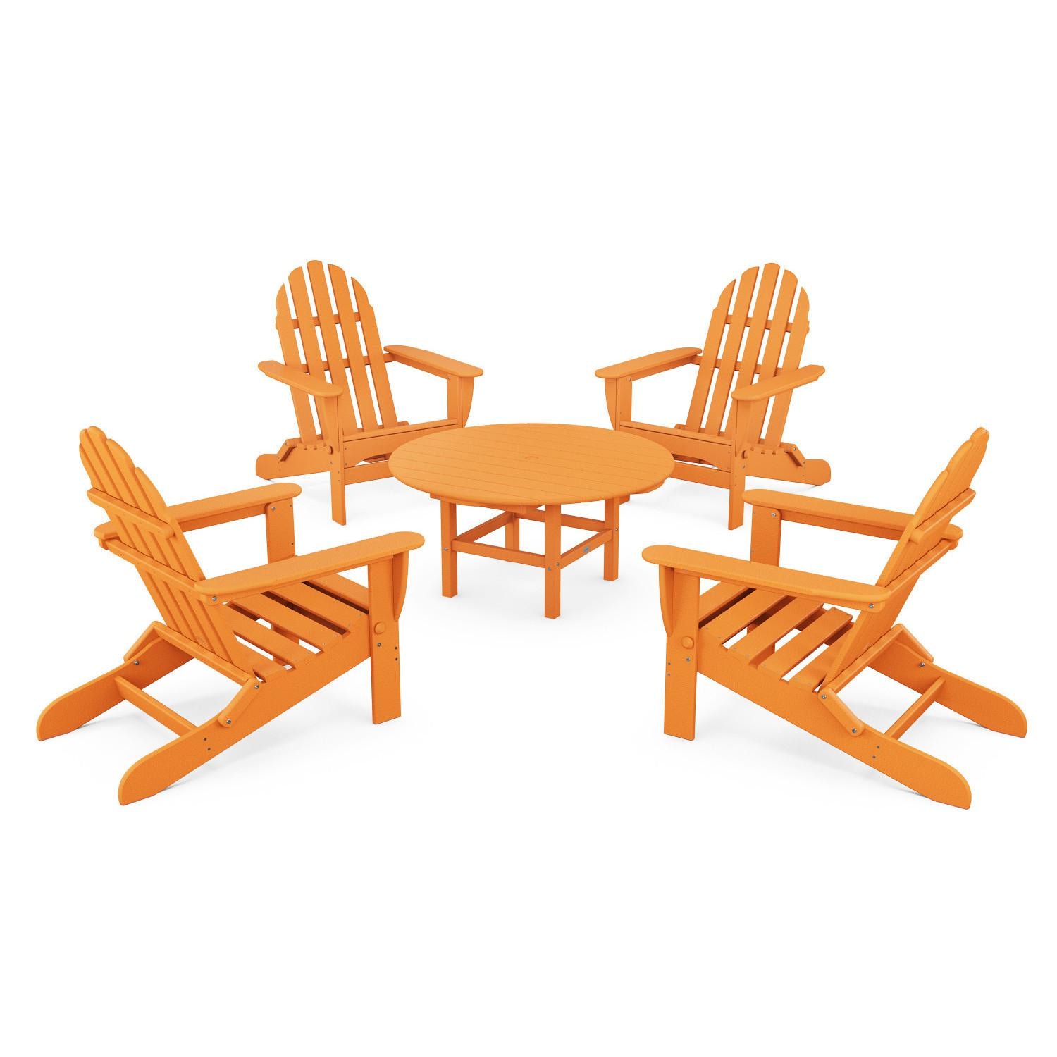 POLYWOOD PWS119-1-TA Classic Folding Adirondack 5-Piece Conversation Group thumbnail