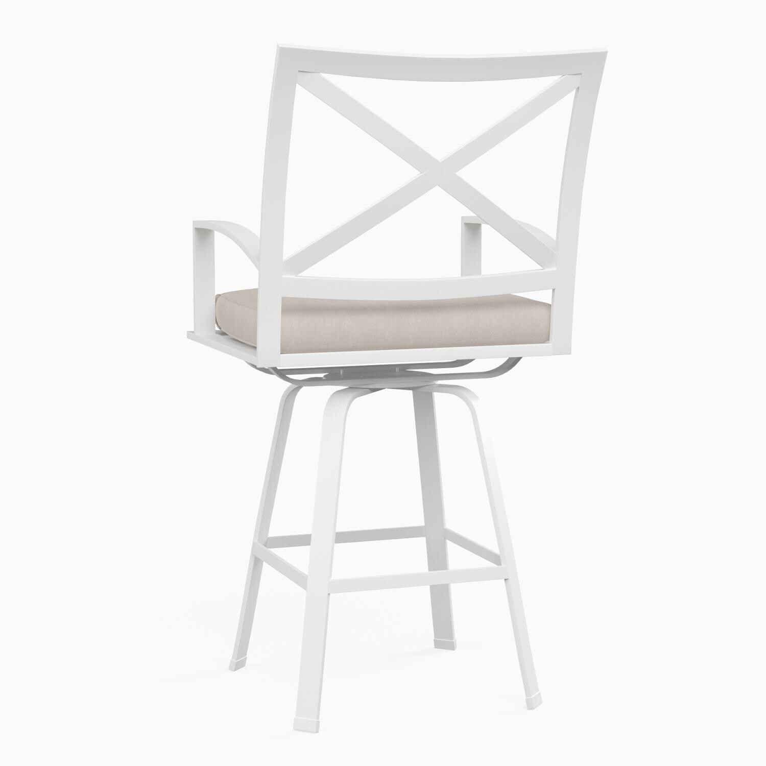 Sunset West - 501-7C-5492 - Bristol Aluminum Swivel Patio Counter Stool W/ Sunbrella Canvas Flax Self Welt Cushions - Rear View thumbnail
