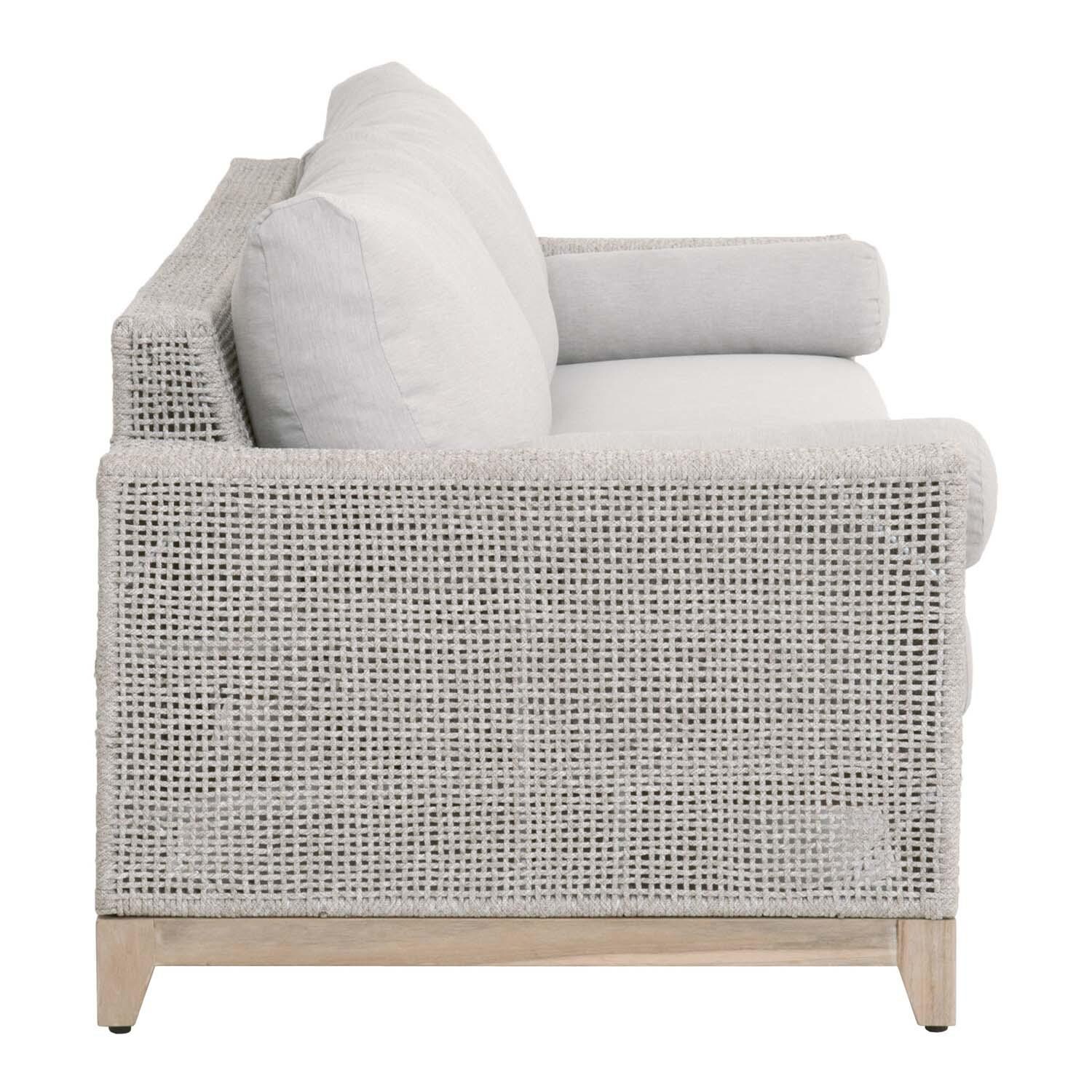 Lakeview Ranch Pointe 3 Person Woven Rope Sofa in Taupe & White - Side View thumbnail
