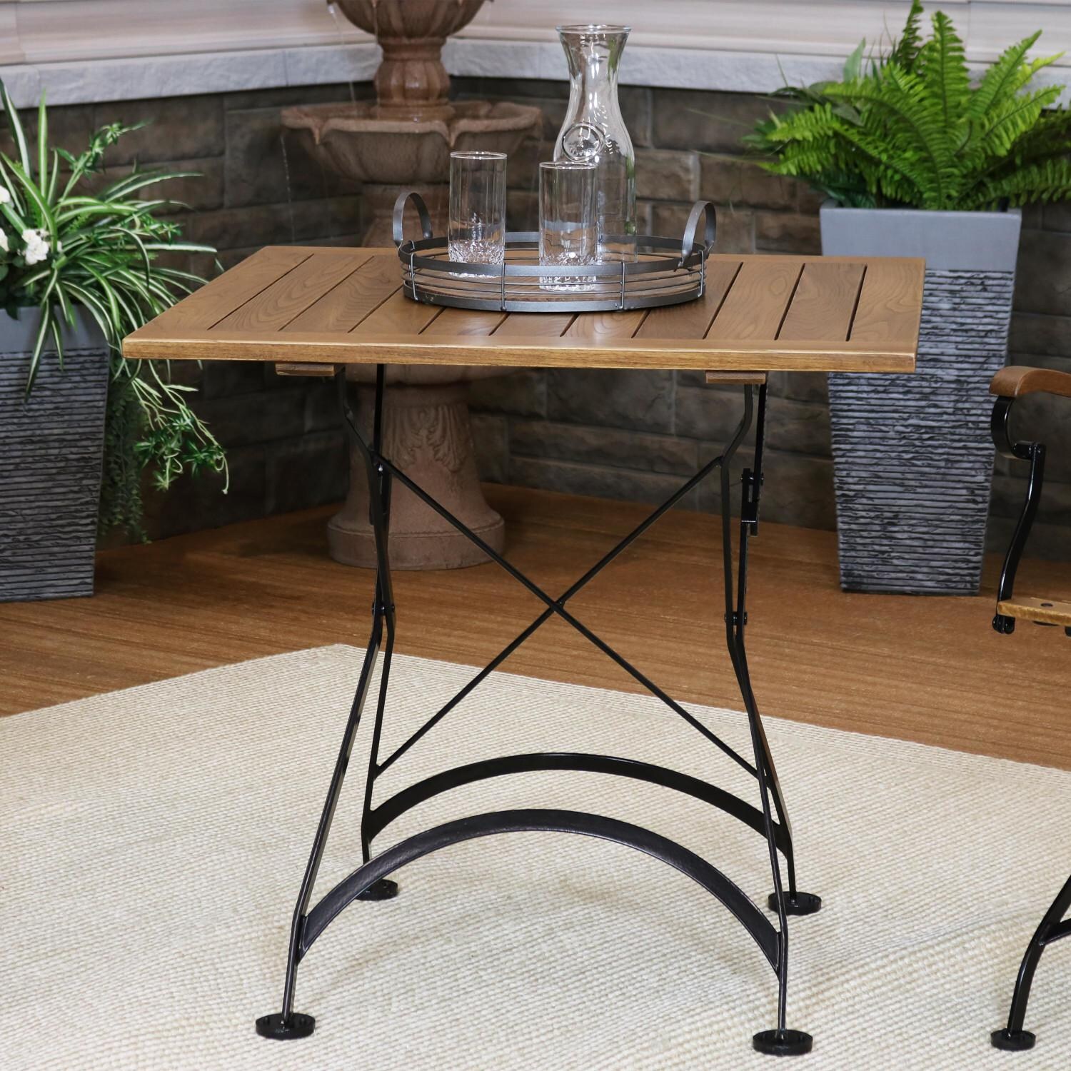 Sunnydaze Decor 32-Inch European Chestnut Wood Folding Square Bistro Table - DMR-813 image