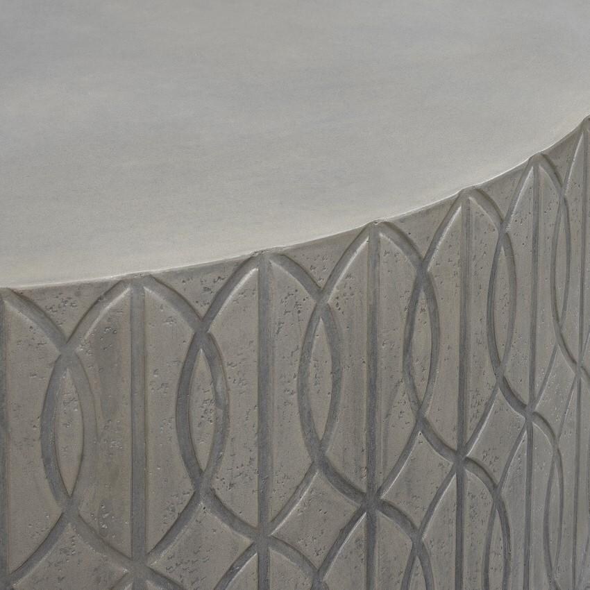 Trellis 40 Inch Gray GFRC Round Coffee Table by Sunset West - Top - Detail thumbnail