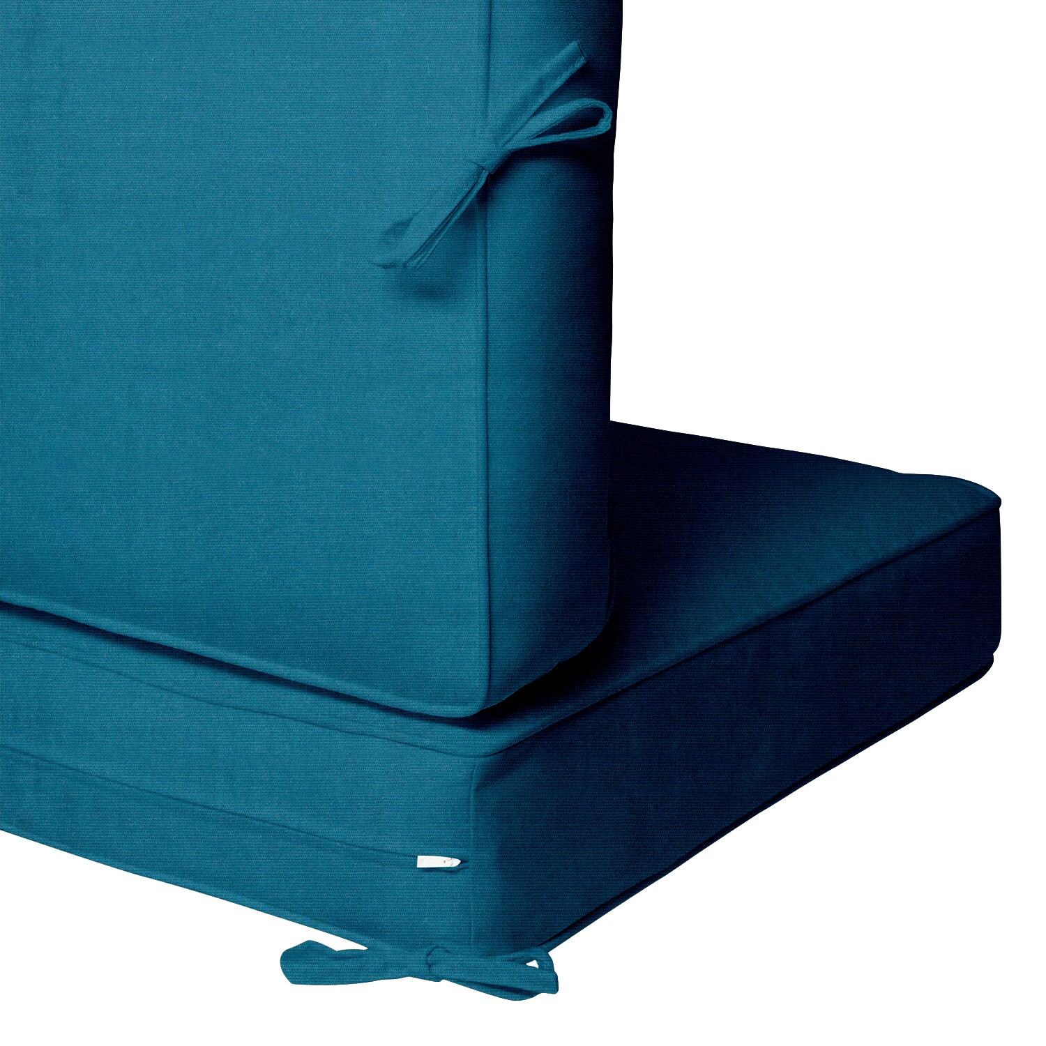 Sunbrella Spectrum Peacock Small Outdoor Replacement Club Chair Cushion Set W/ Piping By UltimatePatio.com - Zipper and Tie Detail thumbnail