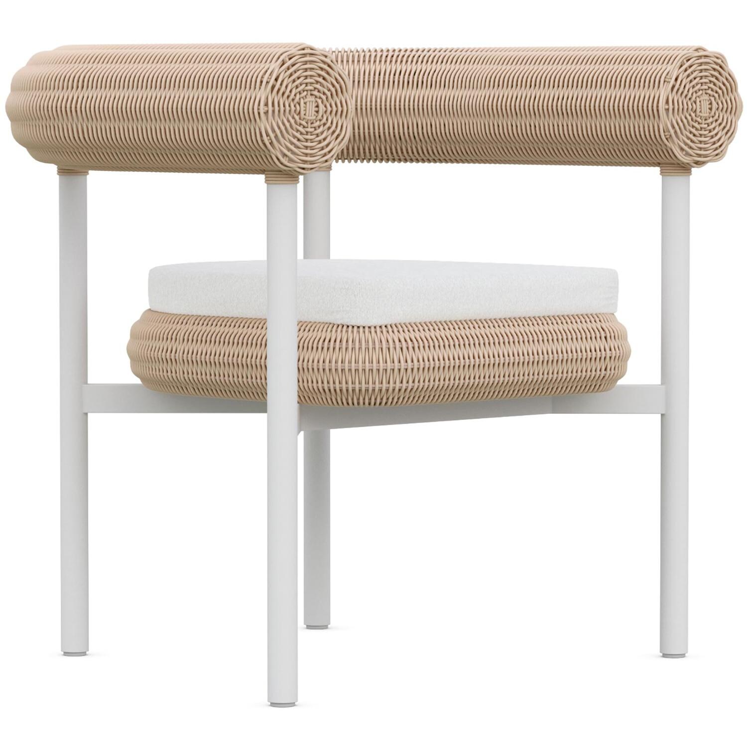 Azzurro Living Texoma Wicker Dining Chair in Almond/Cloud - Angled - White Background thumbnail