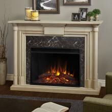 Real Flame Maxwell Grand 57-Inch Electric Fireplace With Mantel - Whitewash - 8030E-WW image