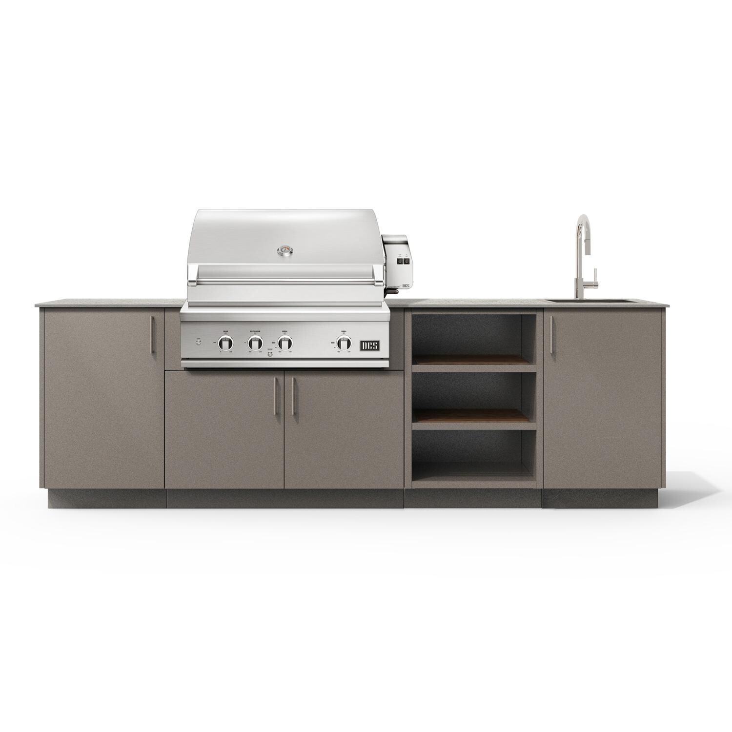 Urban Bonfire Mist 36 Outdoor Kitchen w/ DCS Propane Grill, Sink, Keon Dekton Countertop & Clay Finish - B-Mist-36-DCS-Keon-Clay