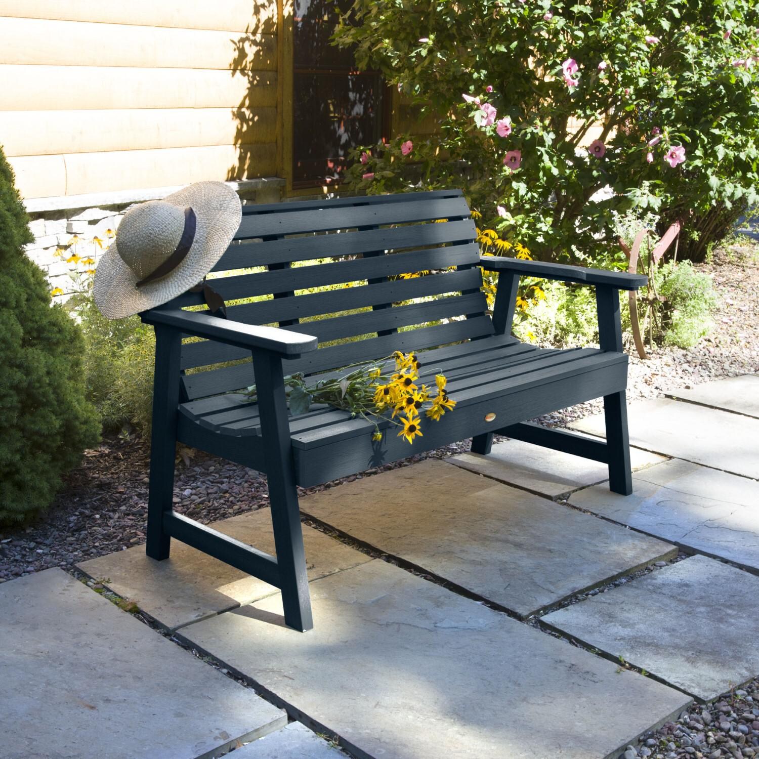 Lakeview Elm Pointe 4-Foot Garden Bench - Federal Blue