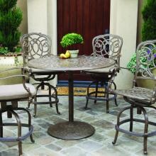 Darlee Florence 5 Piece Cast Aluminum Patio Counter Height Bar Set With Swivel Bar Stools - Antique Bronze image