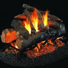 Peterson Real Fyre 30-Inch American Oak Outdoor See-Thru Gas Log Set With Vented Natural Gas Stainless G45 Burner - Match Light