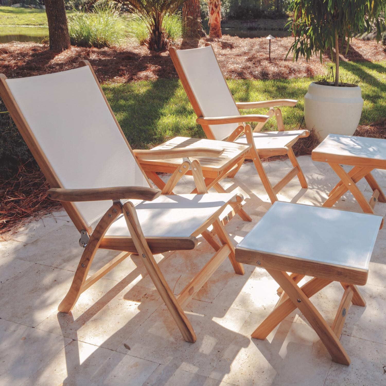 Royal Teak Collection Florida Reclining & Folding Teak Patio Dining Arm Chair - In the Yard thumbnail