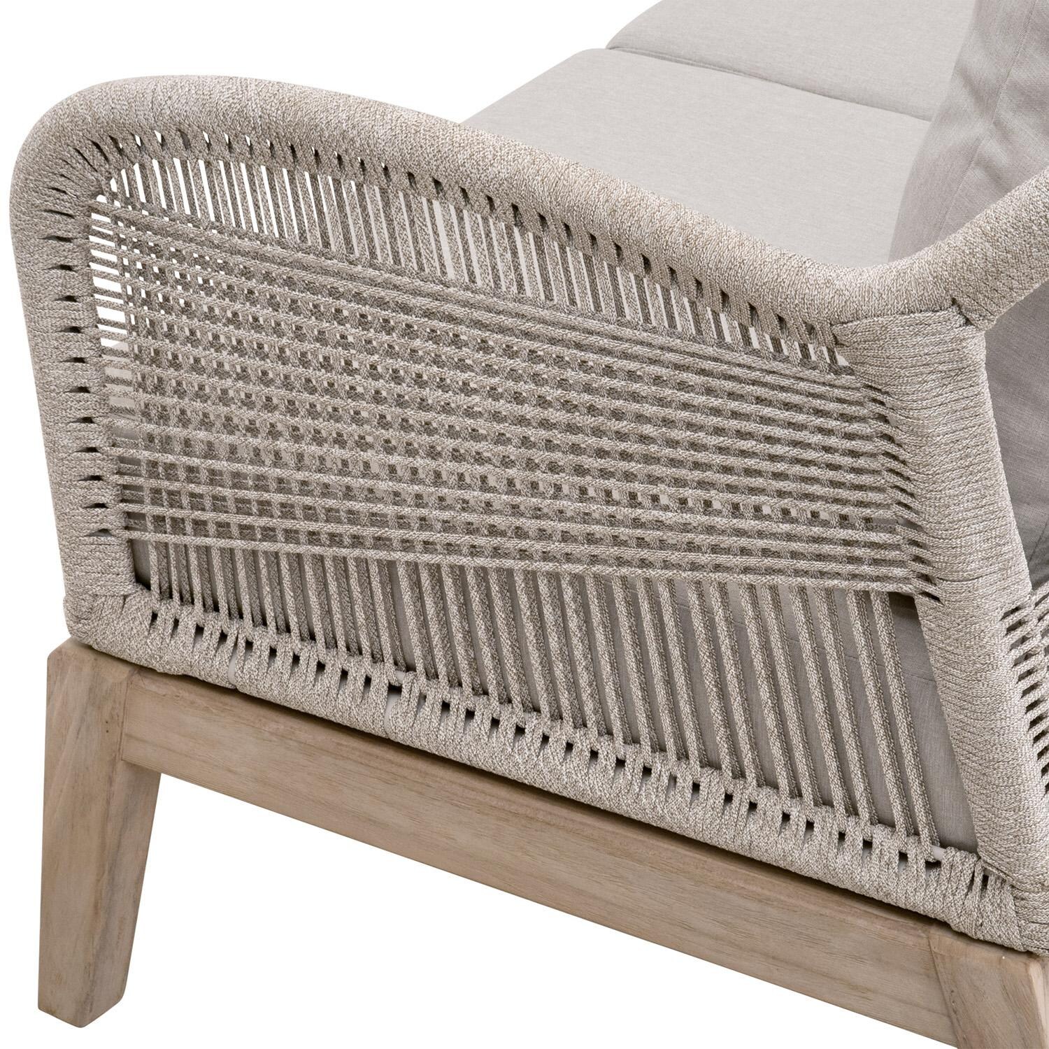 Lakeview Peninsula Way 3 Person Woven Rope Sofa in Taupe & White - Side Detail thumbnail