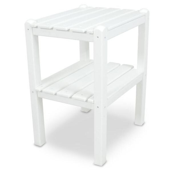 POLYWOOD Two Shelf Patio Side Table - White thumbnail