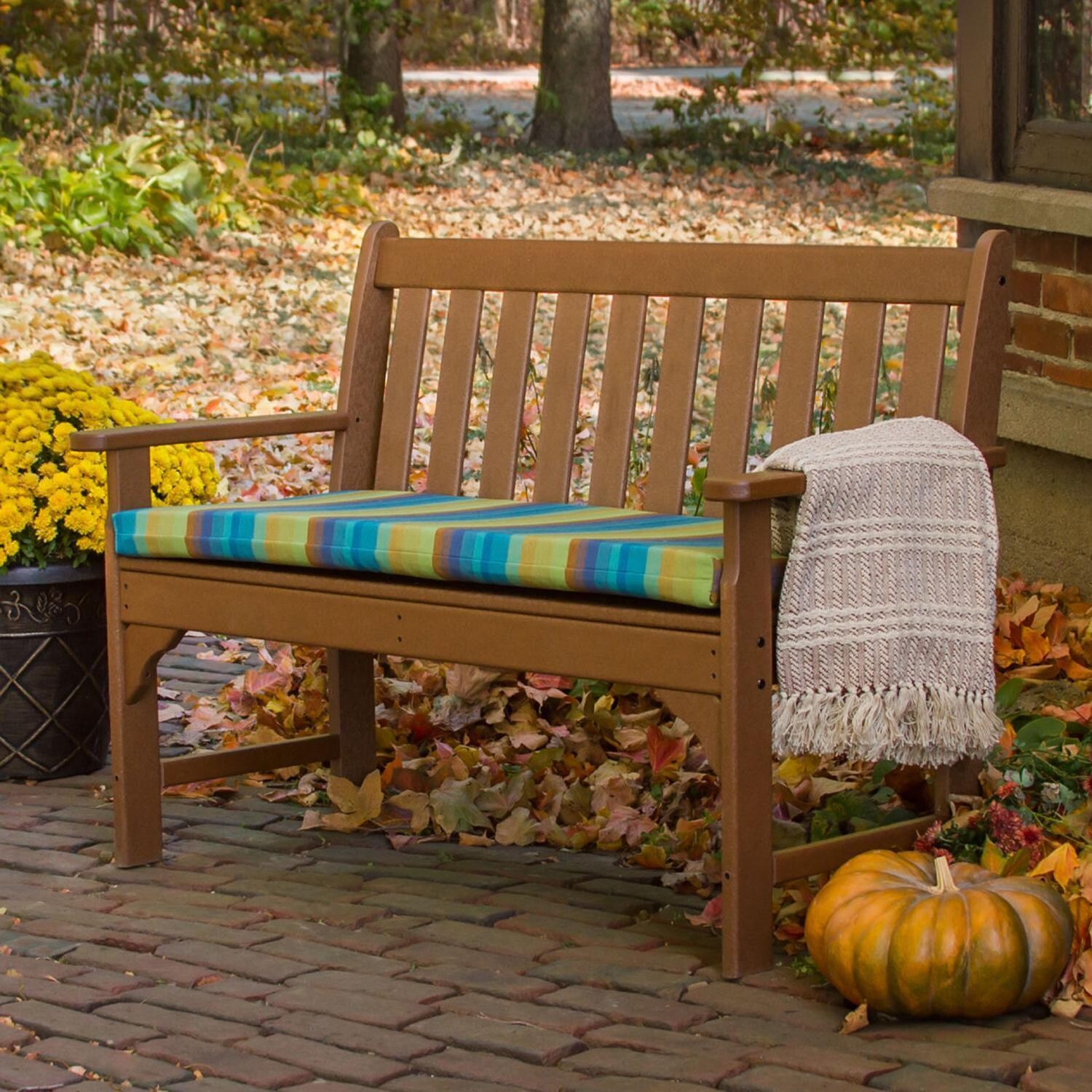 Vineyard 48 Inch Recycled Plastic Bench in Teak by POLYWOOD