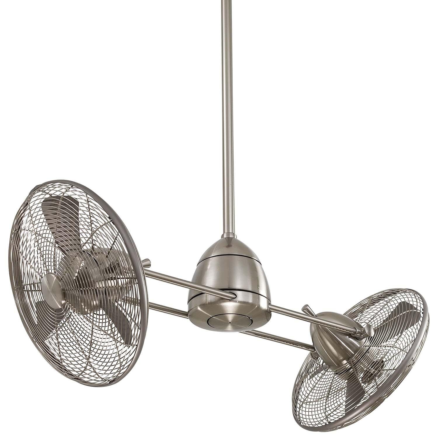 Minka-Aire F402L-BNW Gyro Wet 42-Inch LED Twin Turbofan in Brushed Nickel Finish w/ Integrated Schoolhouse Globe Light - Without Light thumbnail
