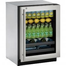 U-Line 3000 Series 24-Inch 4.9 Cu. Ft. Right Hinge Beverage Center With Lock - Stainless Steel - U-3024BEVS-13B image