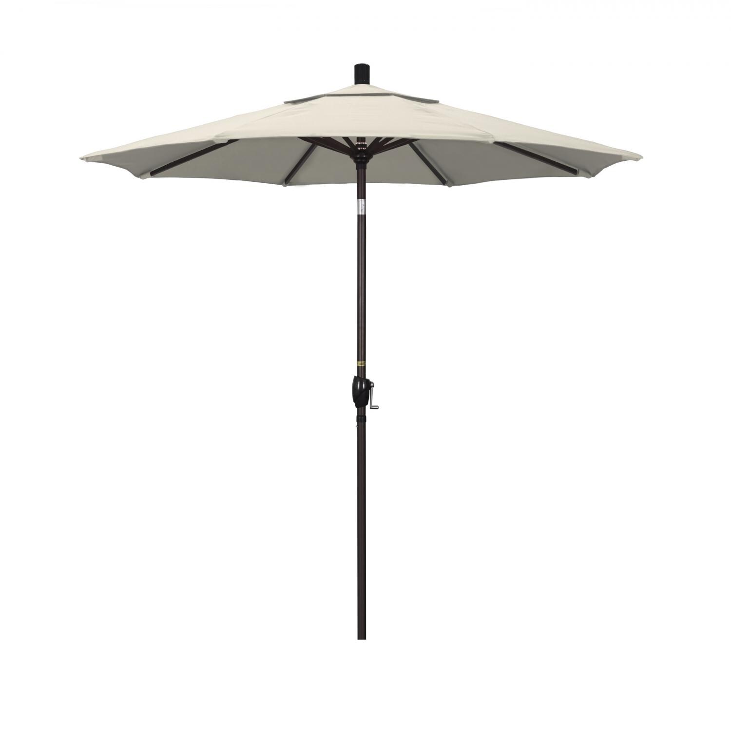 California Umbrella 7.5 Ft Octagonal Aluminum Push Button Tilt Patio Umbrella W/ Crank Lift & Aluminum Ribs - Bronze Frame / Olefin Antique Beige Canopy thumbnail