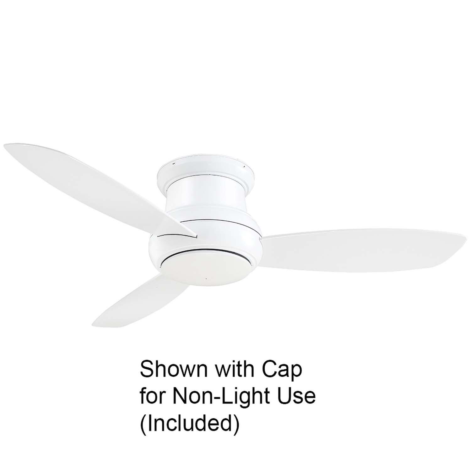 Minka-Aire F474L-WH Concept II Wet 52-Inch 3-Concave Blade LED Ceiling Fan in White Finish w/ White Blades & White Opal Glass - With Cap On thumbnail