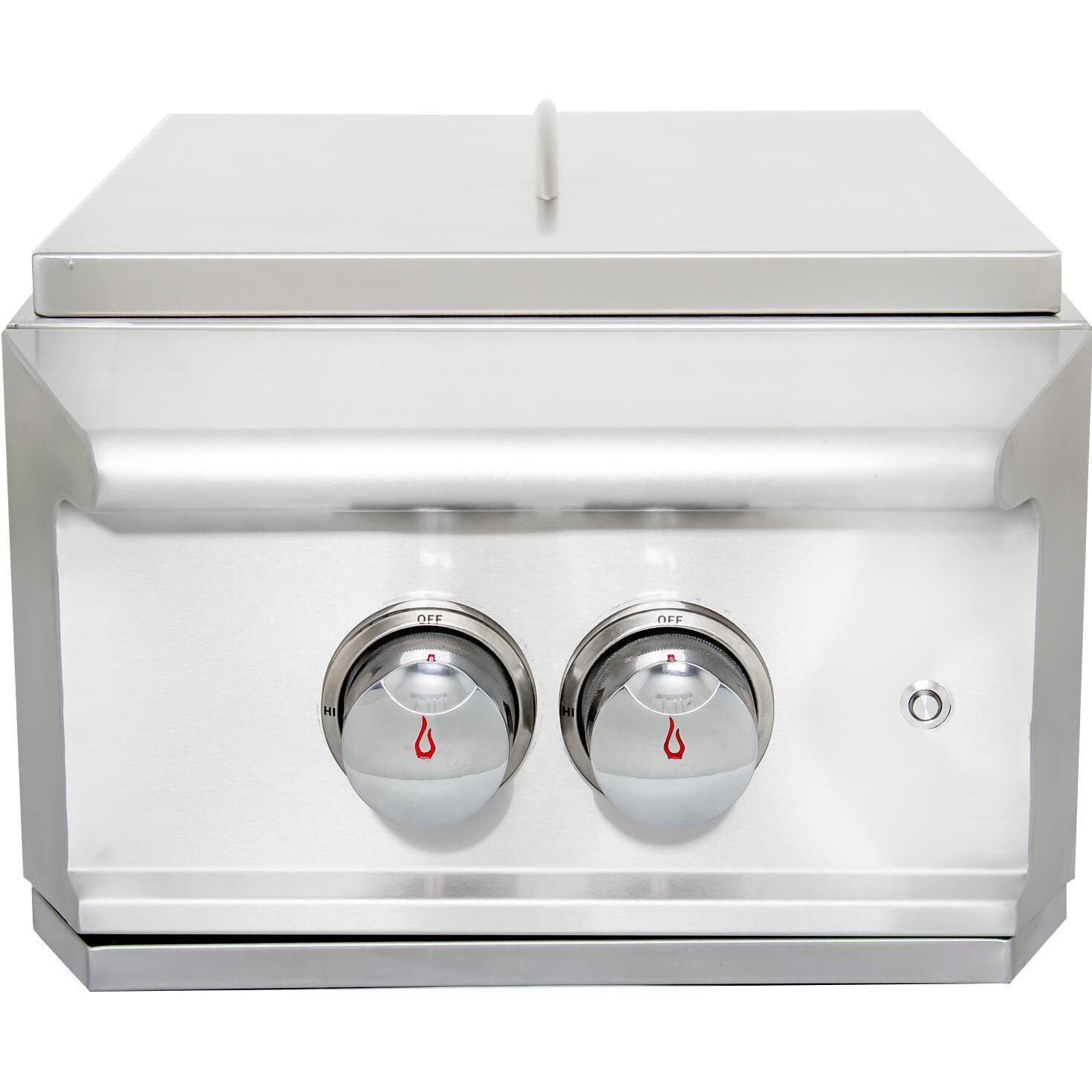 Blaze BLZ-PROPB-NG Professional LUX Built-In Natural Gas Power Burner - Front View With Stainless Steel Lid - White Background thumbnail