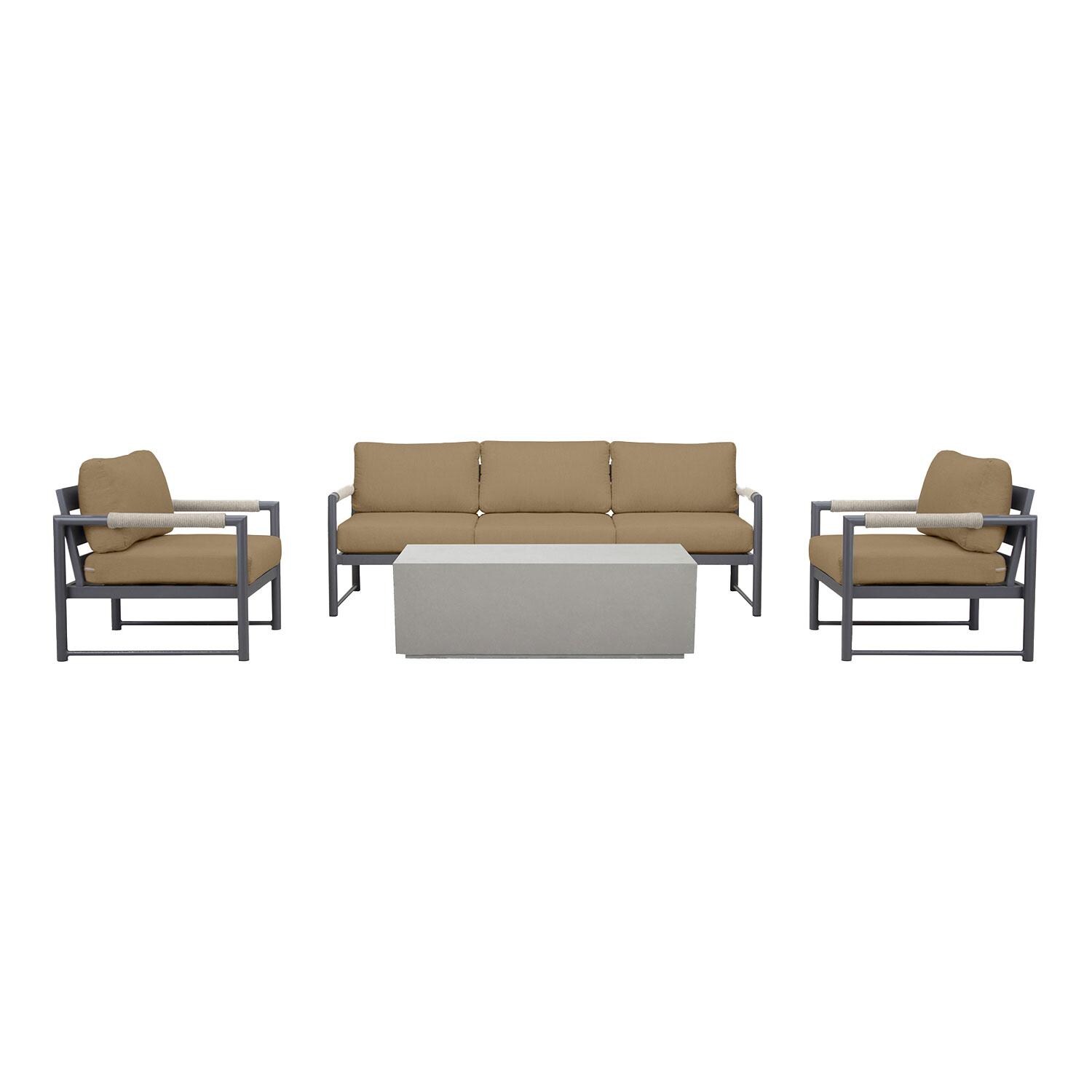 Lakeview AVEBAY-SL-PG-SET135-HB Avenue Bay Slate/Pebble Gray 4 Pc Sofa Set - Harvest Beige - Display - White Background thumbnail