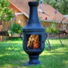 The Blue Rooster Venetian Style Cast Aluminum Chiminea With Propane Gas Conversion Kit - Charcoal image