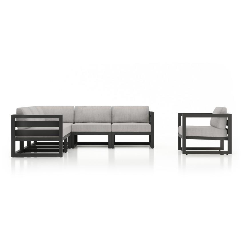 Misty Cove 6 Piece Sectional Set in Slate w/Club Chair & Cast Silver Cushions by Lakeview - Side View - White Background thumbnail