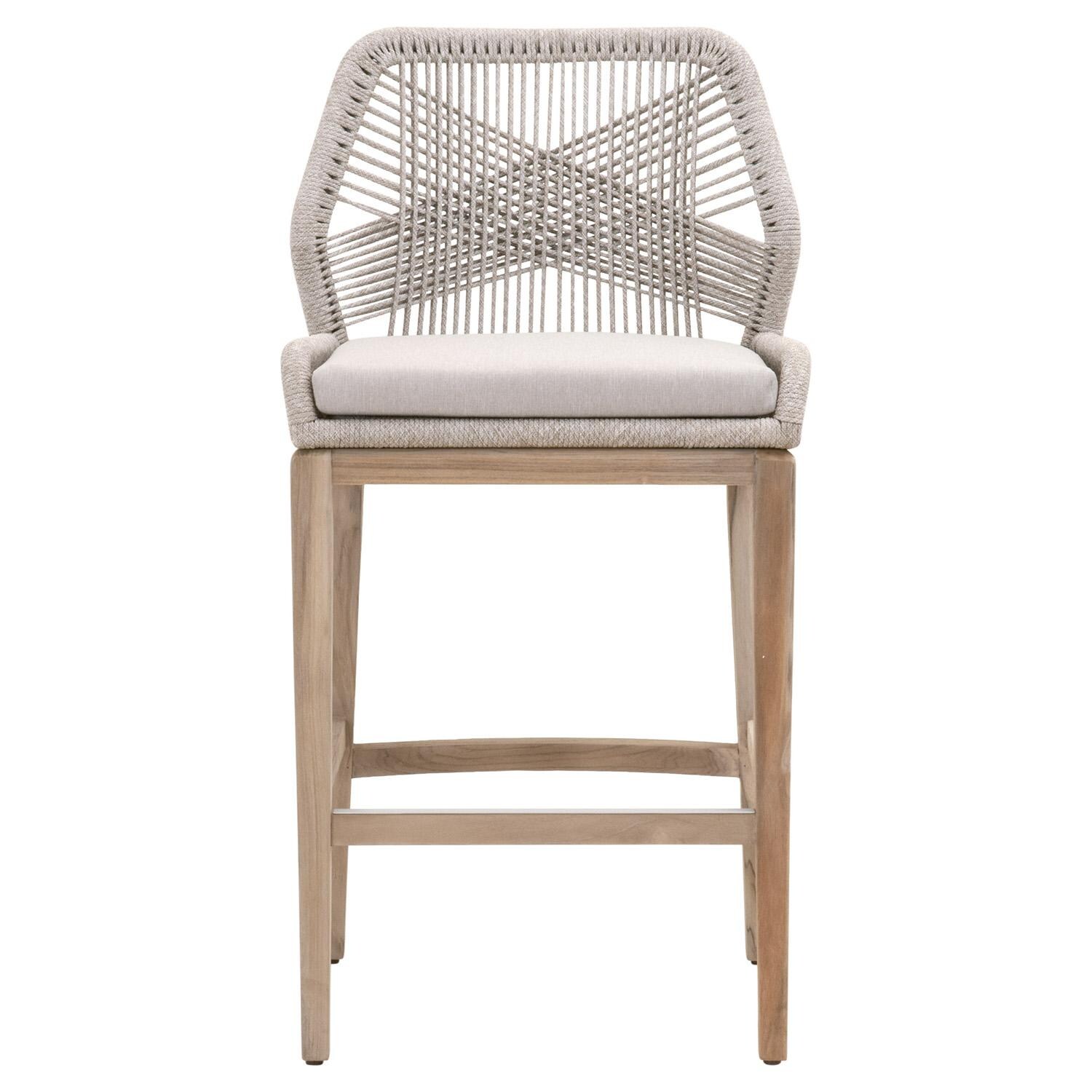 Lakeview Peninsula Way Woven Rope Bar Stool in Taupe & White thumbnail