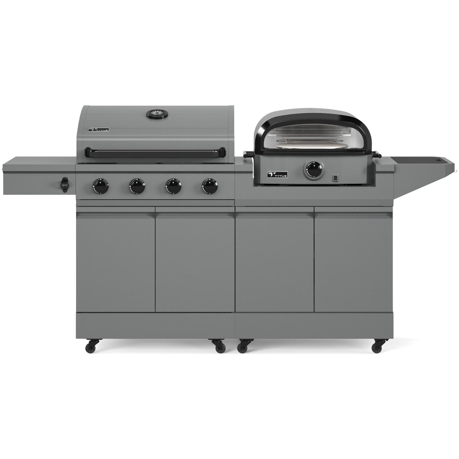 TYTUS TDT-BUN-053 Modular Duo w/ 4-Burner Gas Grill & Gas Pizza Oven - Front - White Background thumbnail