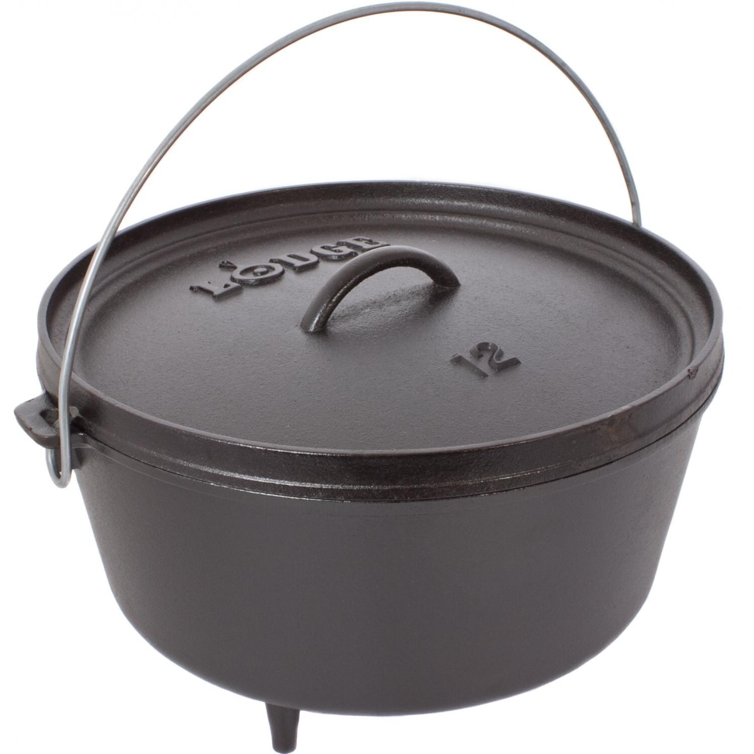 Lodge 8 Quart Seasoned Cast Iron Camping Dutch Oven - L12DCO3