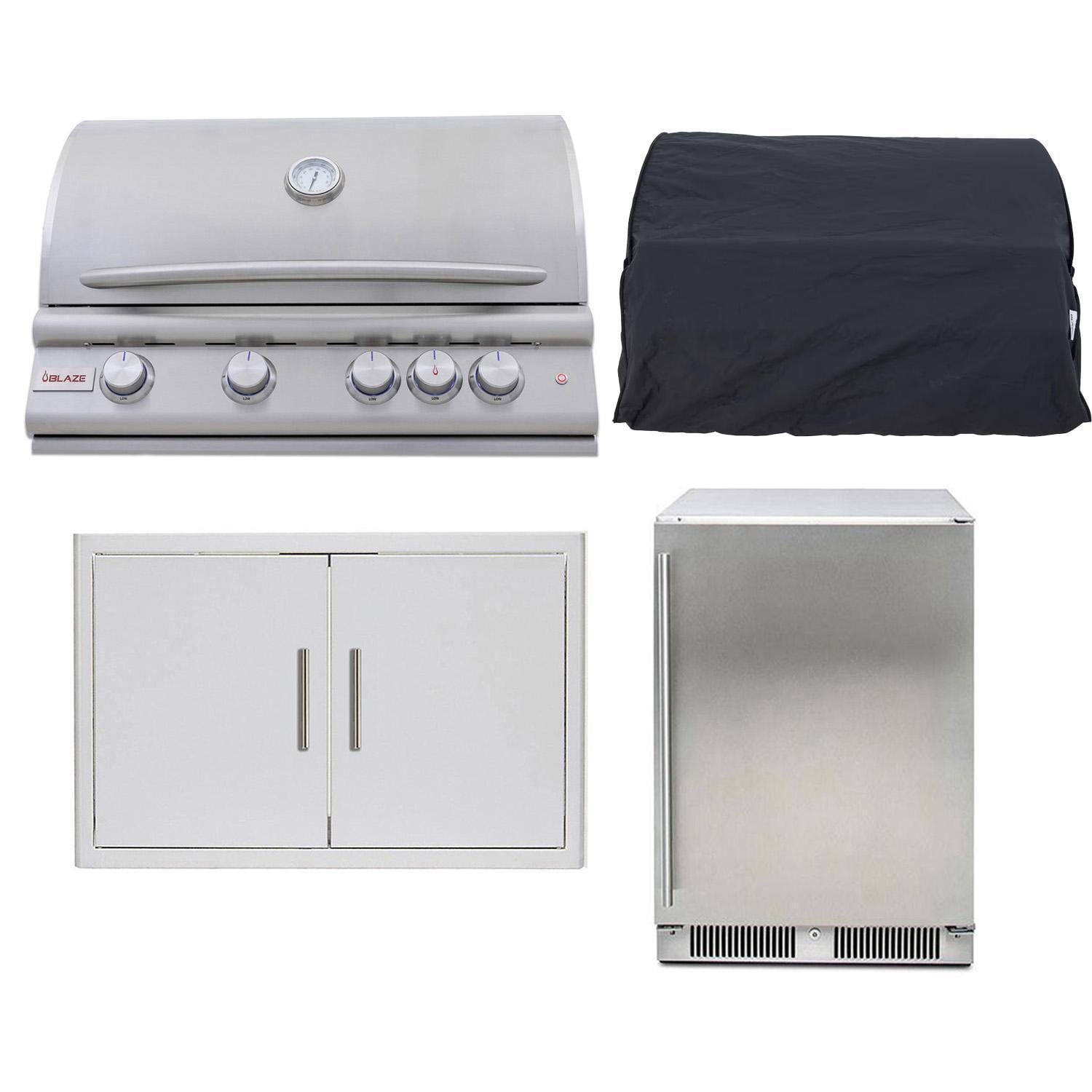 Blaze LTE+ 4 Pc 32-in Natural Gas Outdoor Kitchen Package w/ Refrigerator - BLZ-4LTE3-NG + 4LTEPROBICV + BLZ-AD32-R-SC + BLZ-SSRF-5.5
