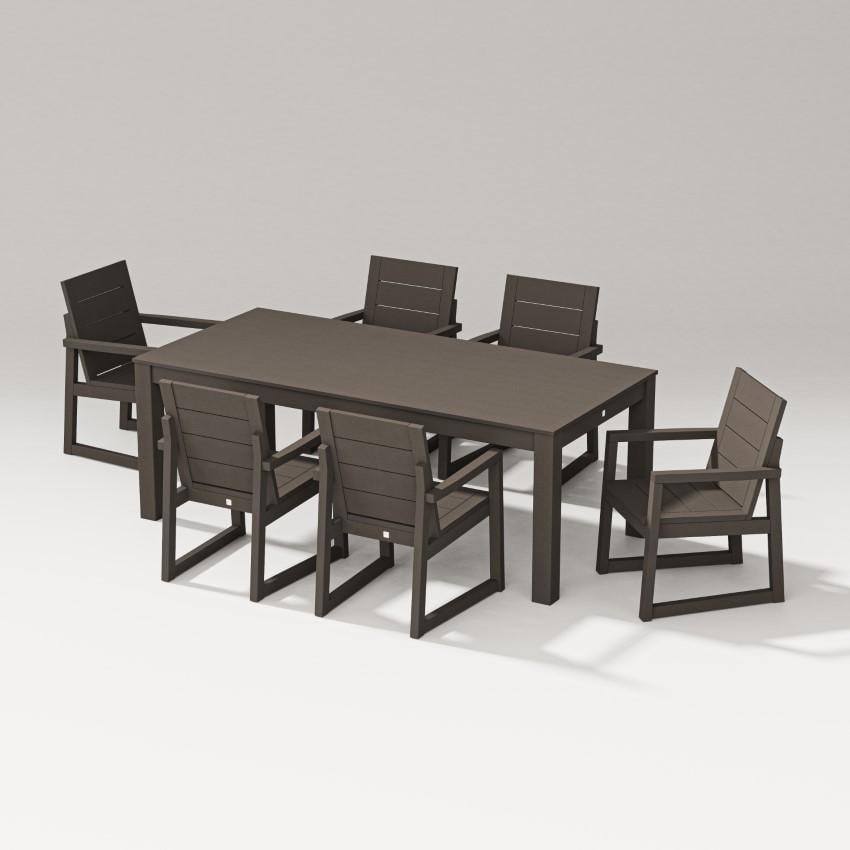 Elevate 7 Pc Parsons Table Dining Set in Vintage Coffee by PW Designer Series - White Background thumbnail