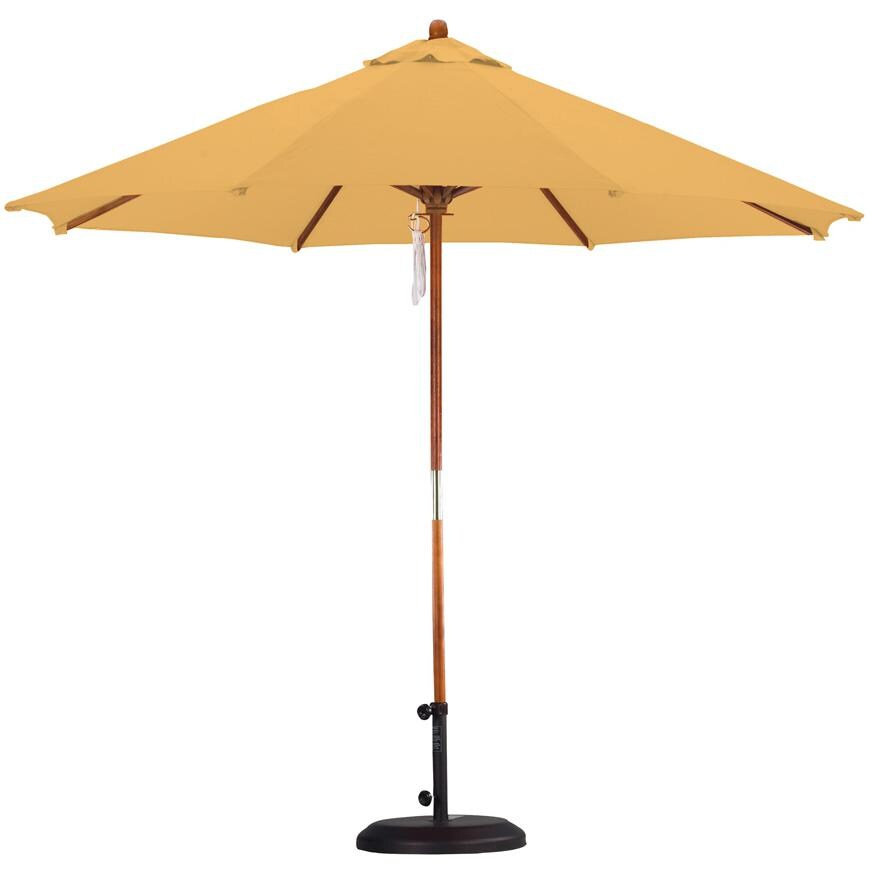California Umbrella Octagonal 9 Ft Wood Patio Umbrella With Pulley Lift And Wood Ribs BBQGuys