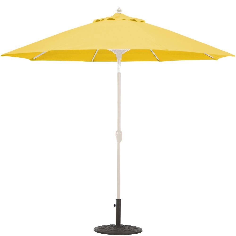 Galtech 9 Ft. Bar Height Octagonal Aluminum Patio Market Umbrella W/ Crank Lift And Auto Tilt - White Frame W/ Sunbrella Canvas Sunflower Yellow Canopy