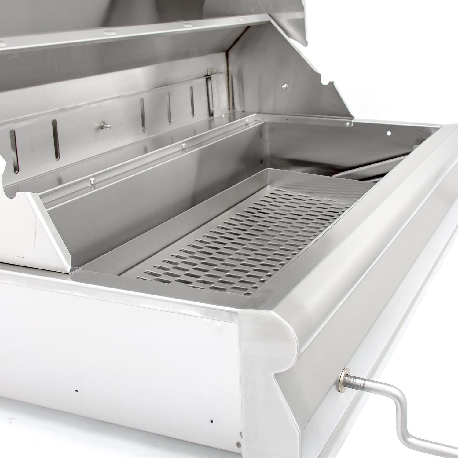 Blaze 32-Inch Stainless Steel Charcoal Grill - Stainless Steel Charcoal Tray Lowered