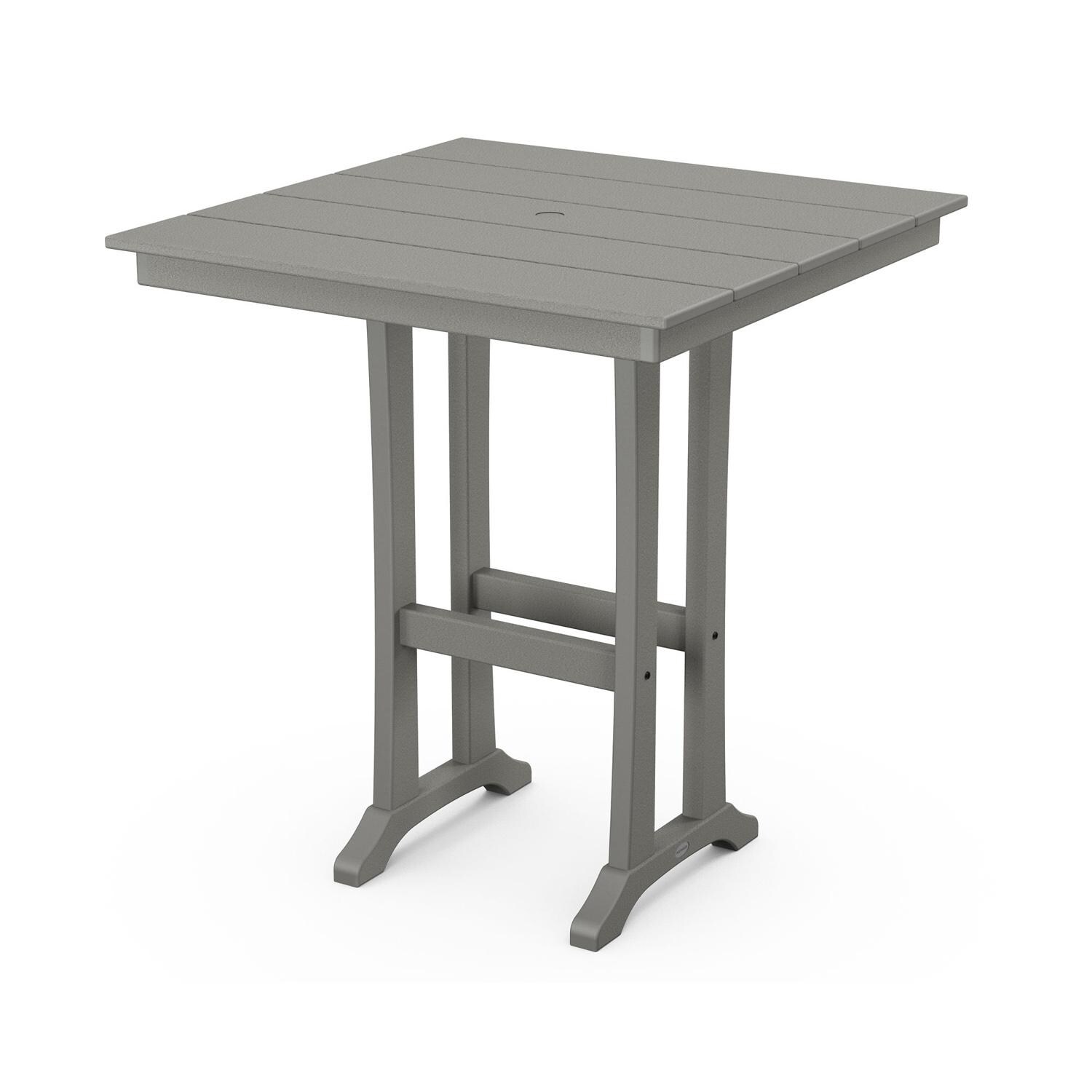 POLYWOOD 37-Inch Farmhouse Trestle Bar Table - Slate Grey thumbnail