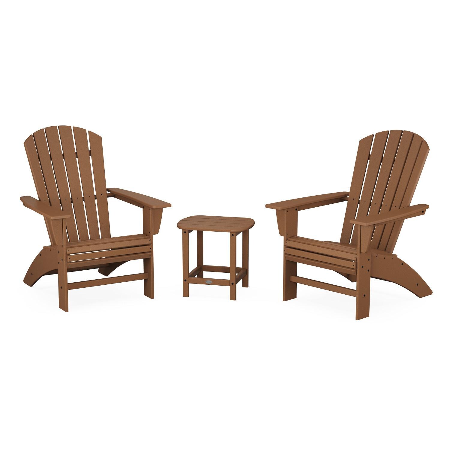 POLYWOOD PWS419-1-TE Nautical 3-Piece Curveback Adirondack Set thumbnail