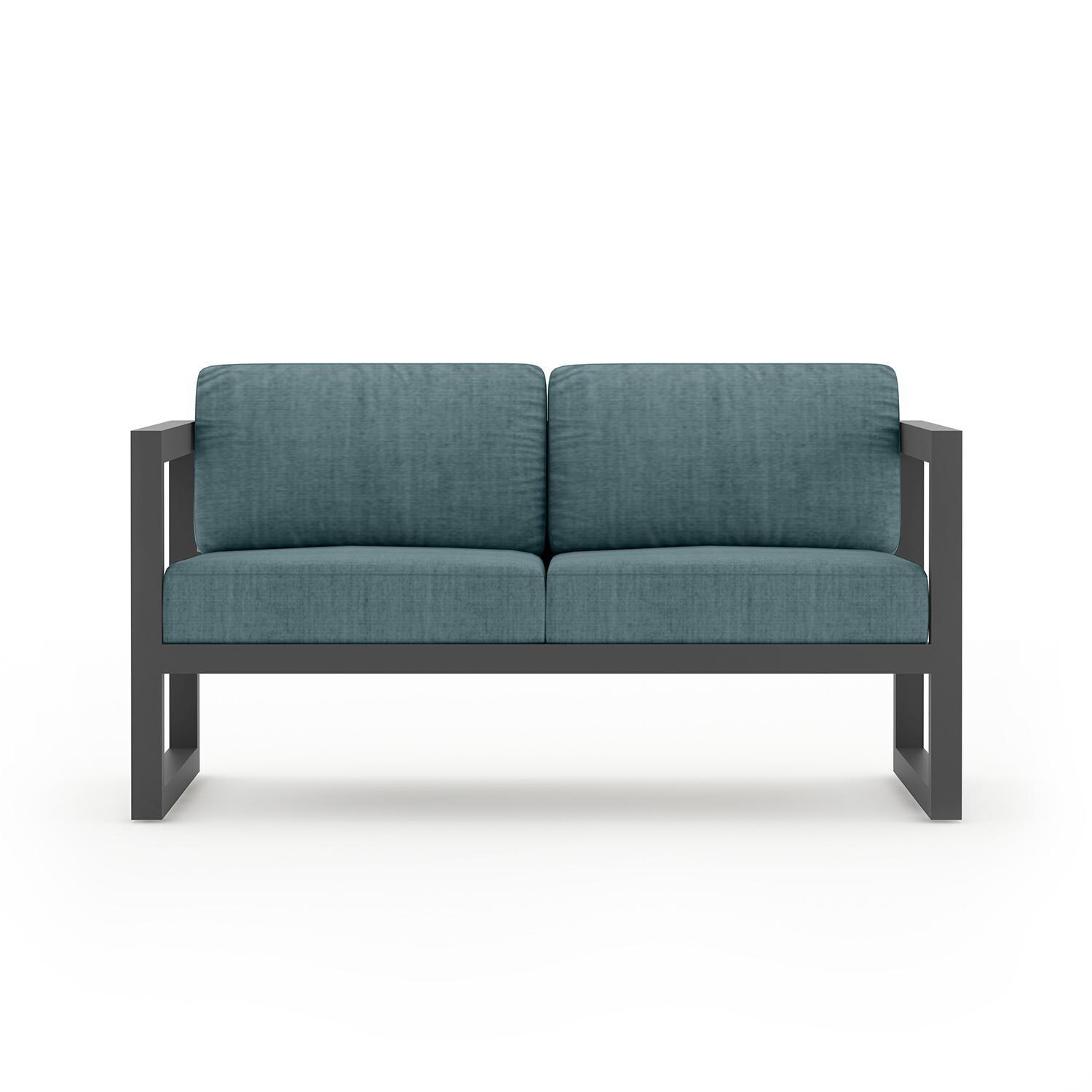 Misty Cove 2 Person Aluminum Loveseat in Slate/Cast Lagoon by Lakeview Outdoor Designs