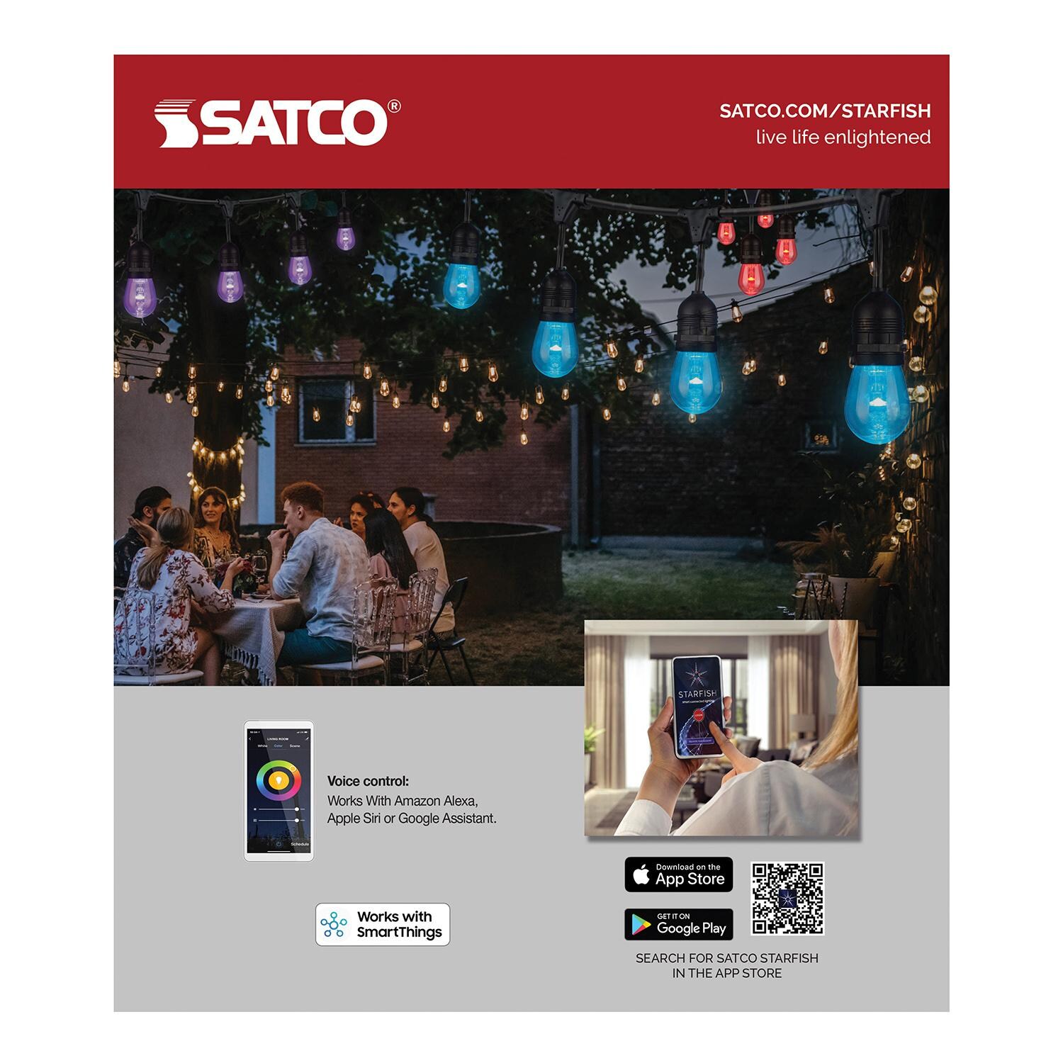 Satco S11290 Smart LED 24 Foot 12 Bulb String Lights - Packaging Back thumbnail