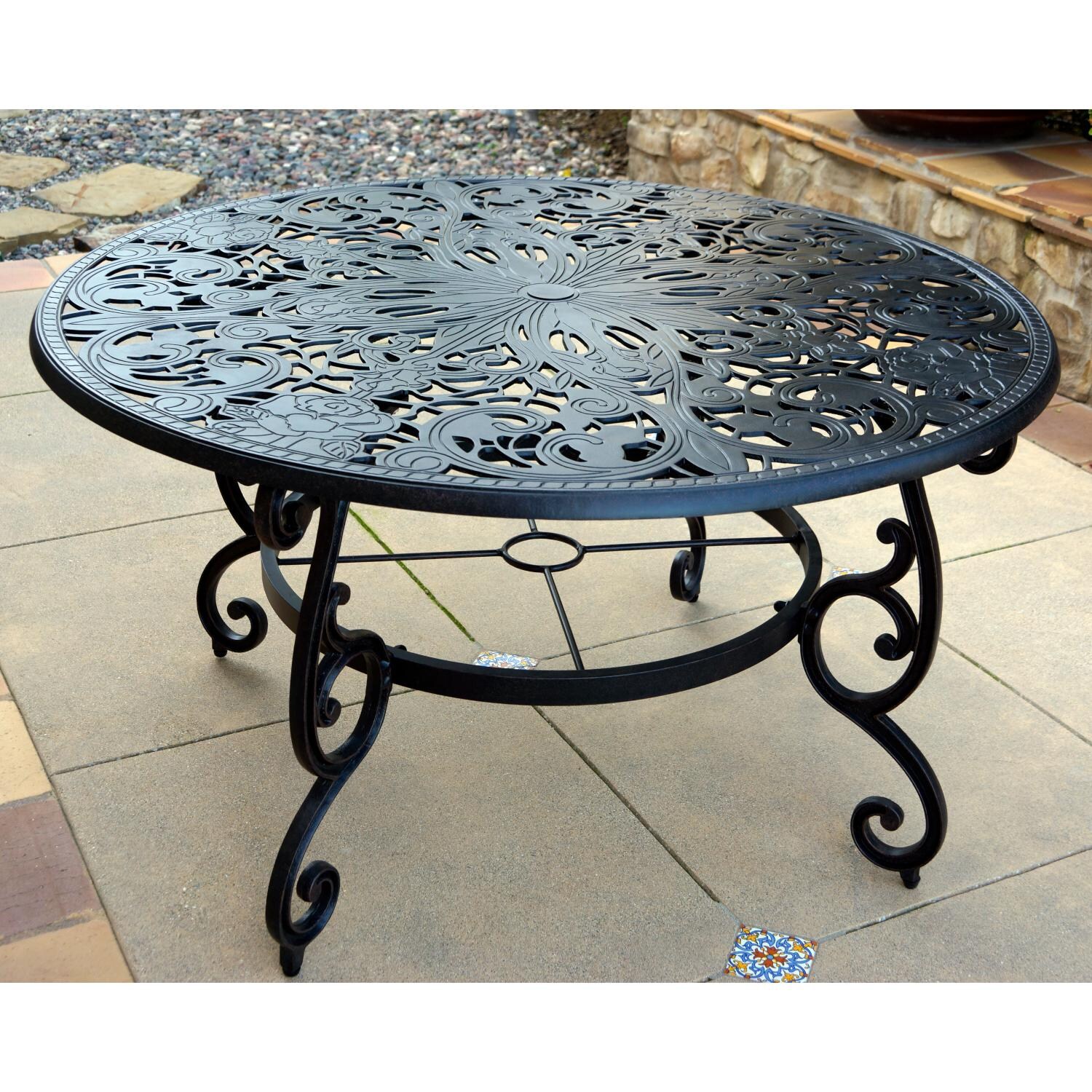 Darlee DL707-7PC-AC28D Elisabeth Cast Aluminum 53 Inch Round Dining Table thumbnail