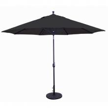 Galtech 11 Ft. Octagonal Aluminum Patio Market Umbrella W/ Crank Lift And Deluxe Auto Tilt - Black Frame W/ Sunbrella Canvas Black Canopy image