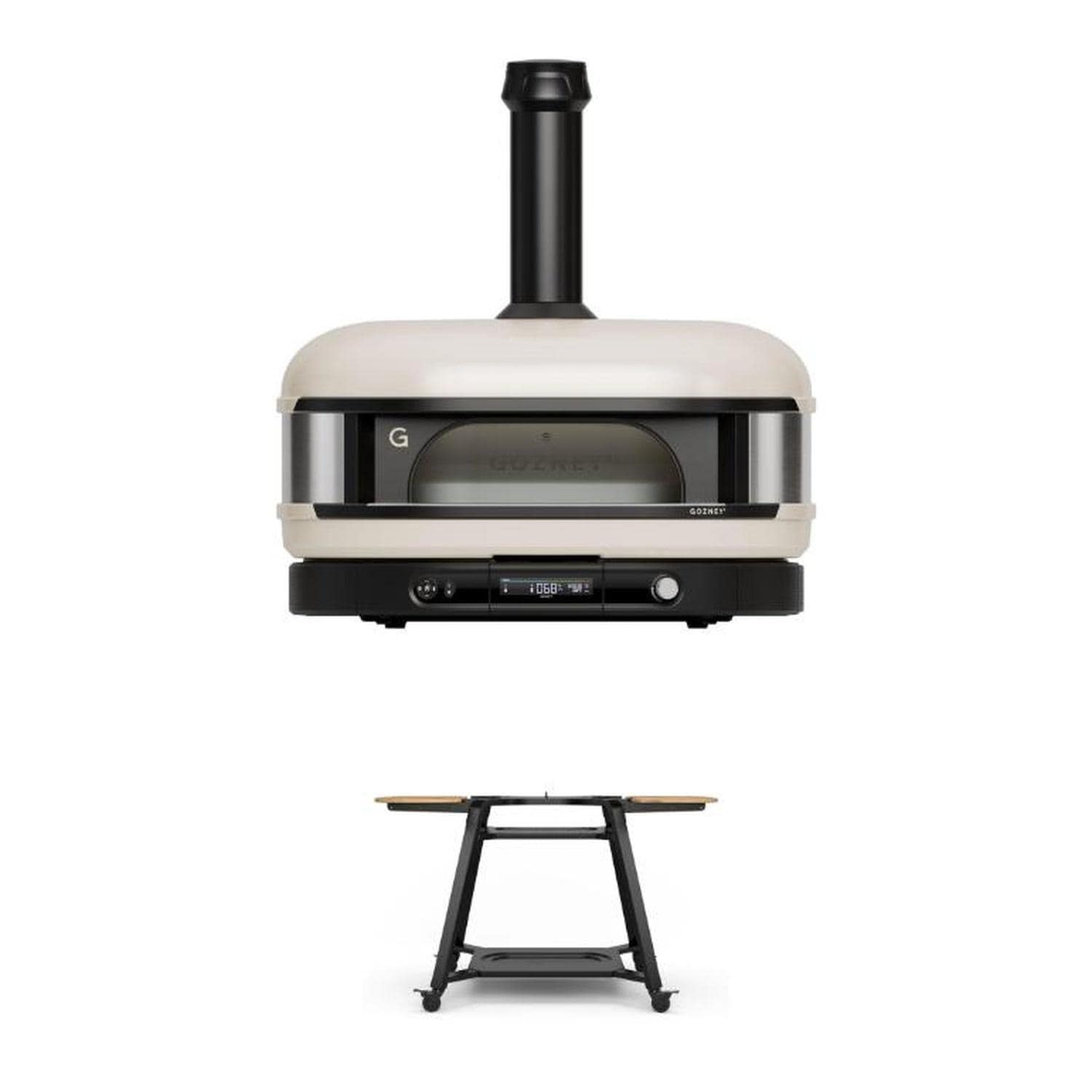 Gozney GMPBNUS1825 Bone Dome XL Gen 2 Propane Pizza Oven & Stand Bundle - Included Components - White Background thumbnail