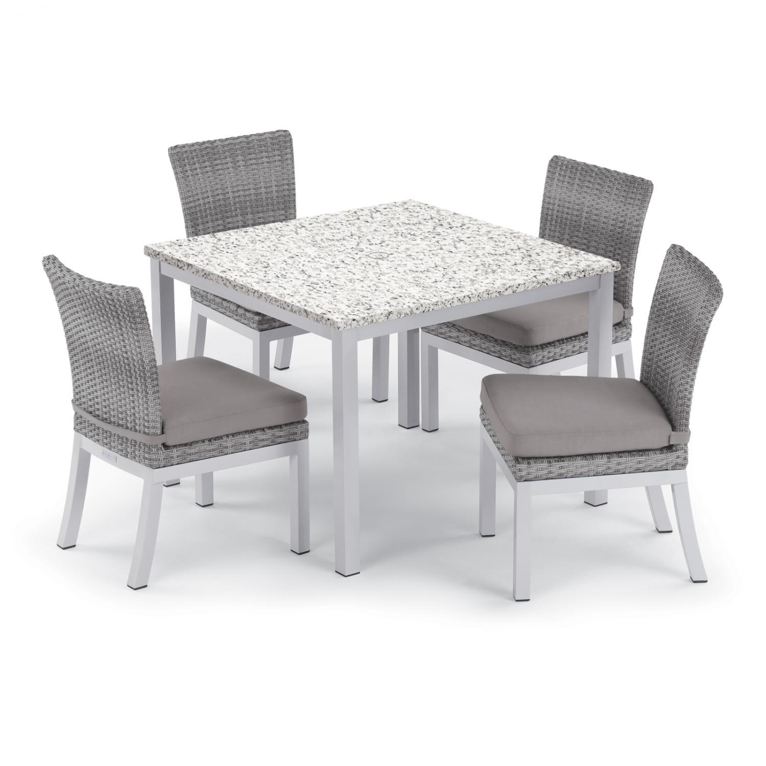Argento 5 Piece Wicker Patio Dining Set W/ 39 Inch Square Lite-Core Ash Table, Side Chairs & Stone Cushions By Oxford Garden thumbnail