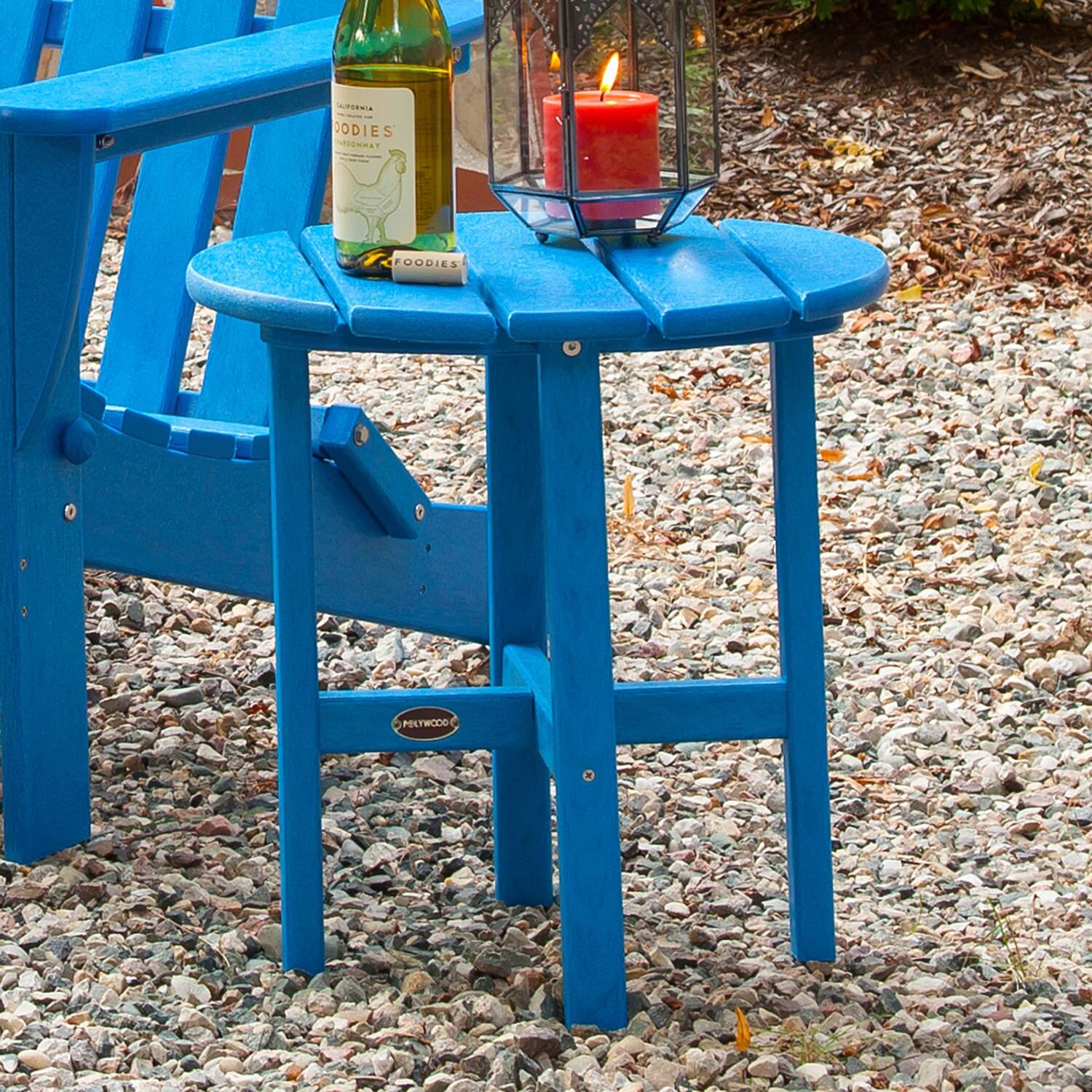 POLYWOOD 18-Inch Round Side Table - Pacific Blue - Lifestyle thumbnail