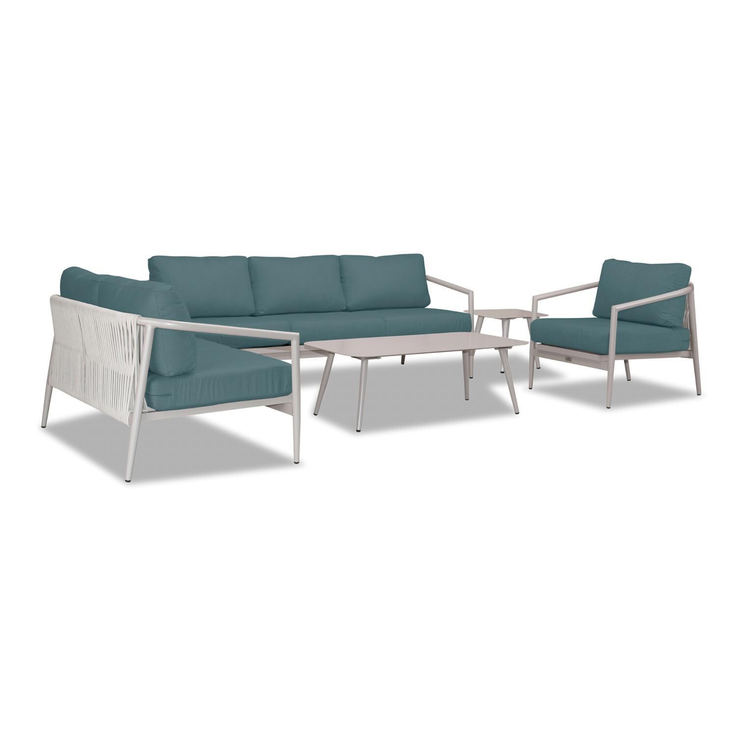 Lakeview Midnight Cove 5 Pc Aluminum Sofa Seating Set in Urban Stone/Cast Lagoon - Angled - White Background thumbnail