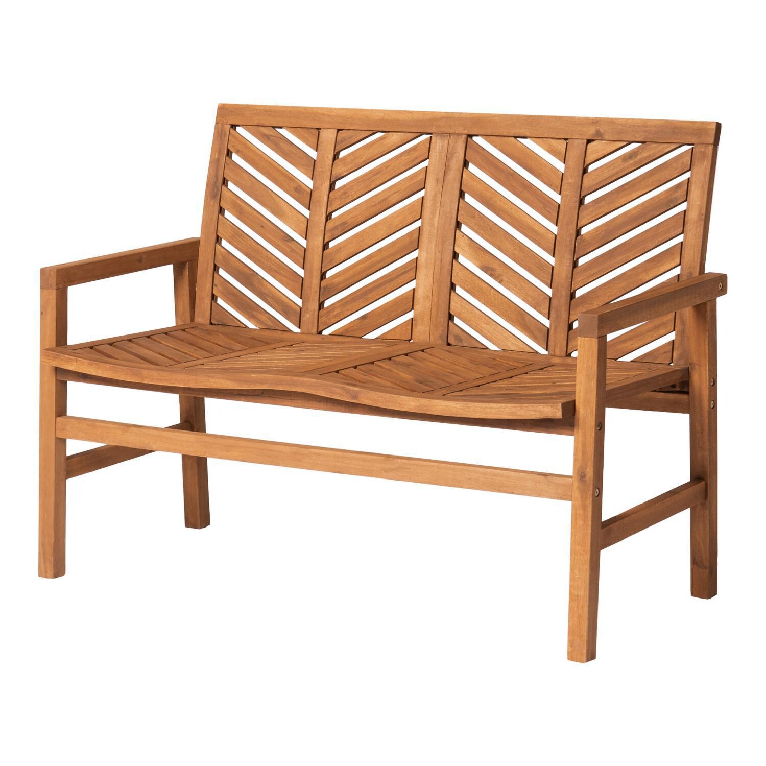 Ultimate Patio Wishlake Acacia Patio Loveseat - Brown - Angled View thumbnail
