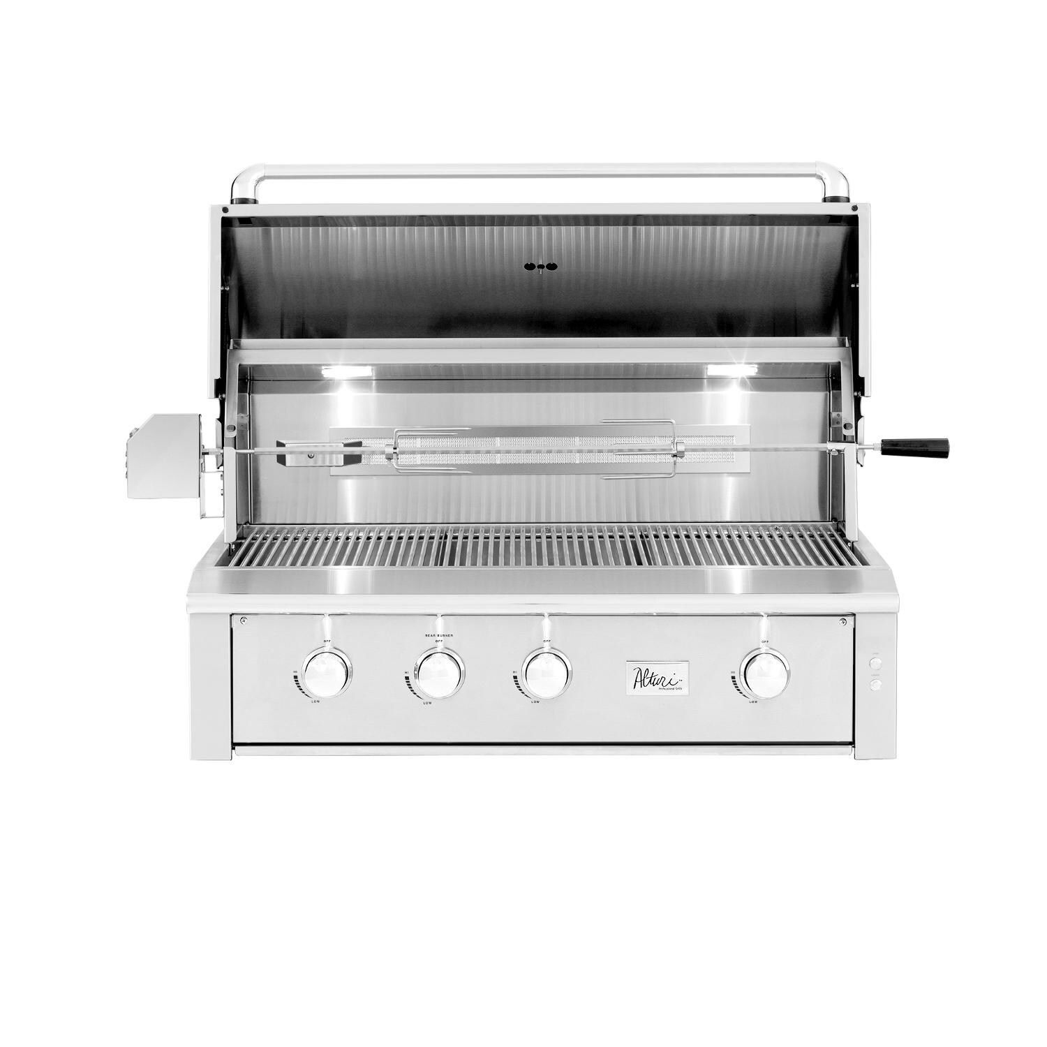 Summerset Alturi ALT42R-NG 42-Inch 3-Burner Built-In Natural Gas Grill With Red Brass Burners & Rotisserie - Open Front View thumbnail