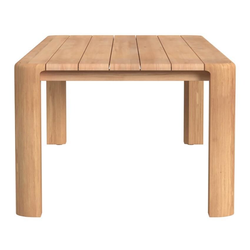 Natural Teak 96 Inch Light Wood Teak Dining Table by Sunset West - Alternate Side View - White Background thumbnail
