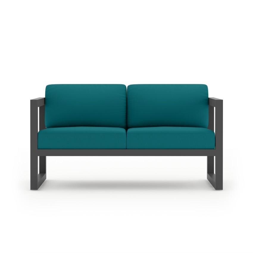 Misty Cove 3 Piece Seating Set in Slate w/Loveseat & Spectrum Peacock Cushions by Lakeview - Loveseat - White Background thumbnail