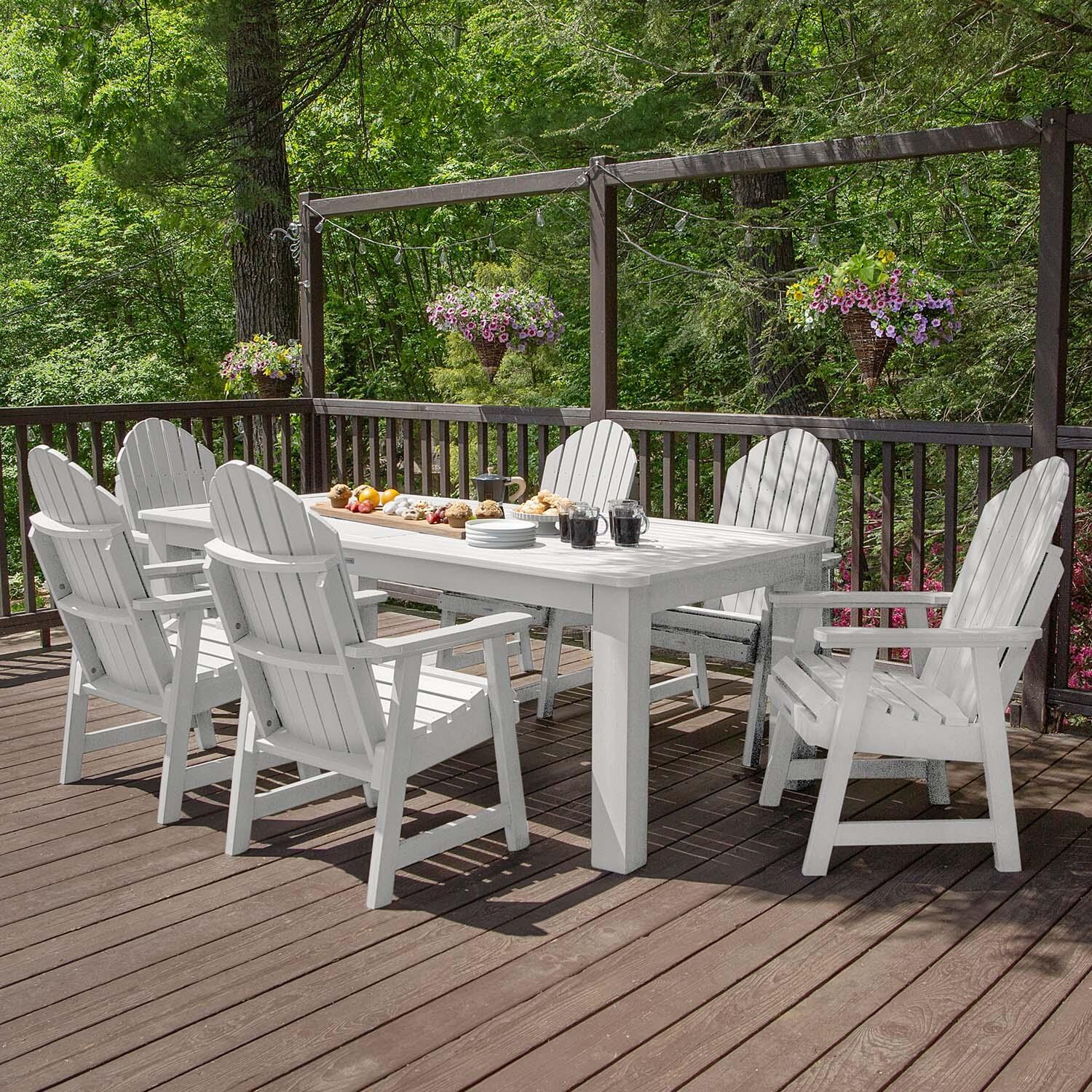 Dream Bay 7 Pc Recycled Plastic Dining Set in White by Lakeview