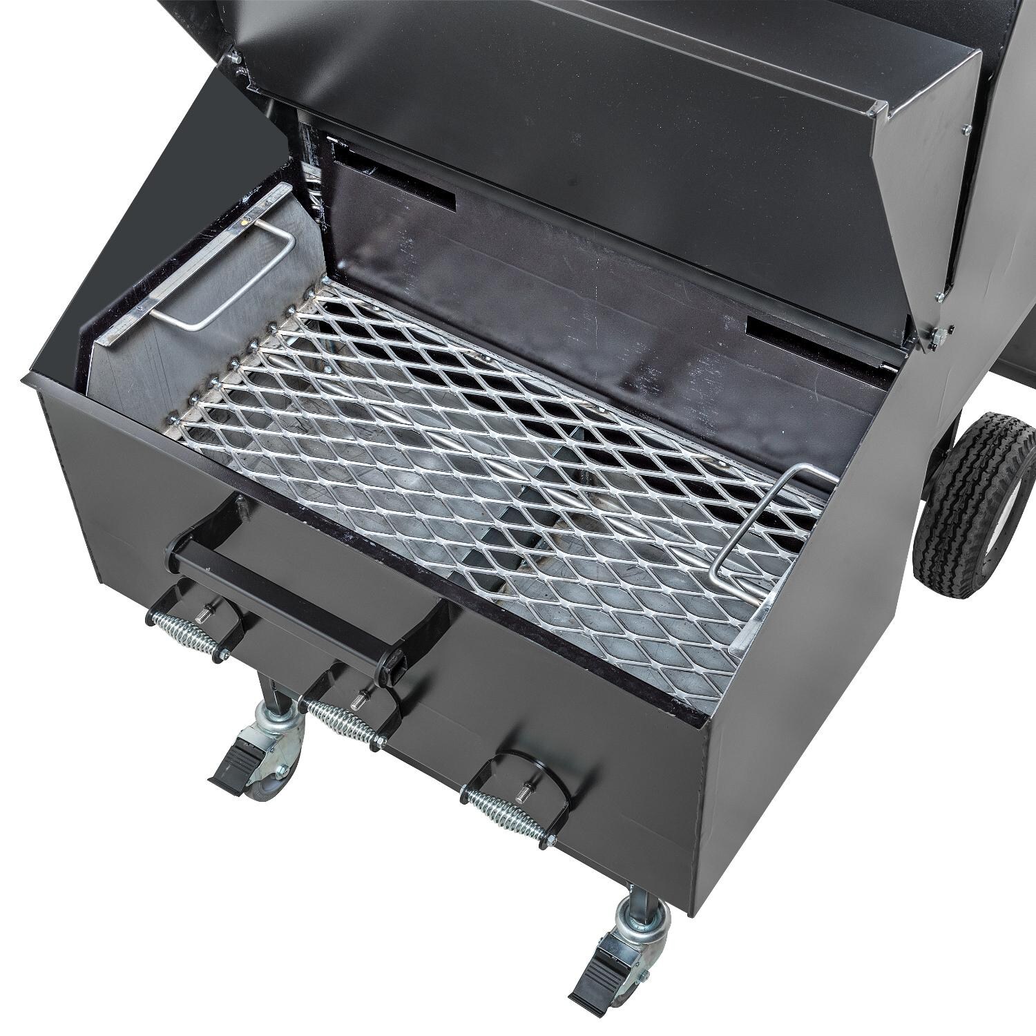 The Good-One 09300AOH Marshall Gen III 38-Inch Freestanding Charcoal Smoker - Firebox open thumbnail