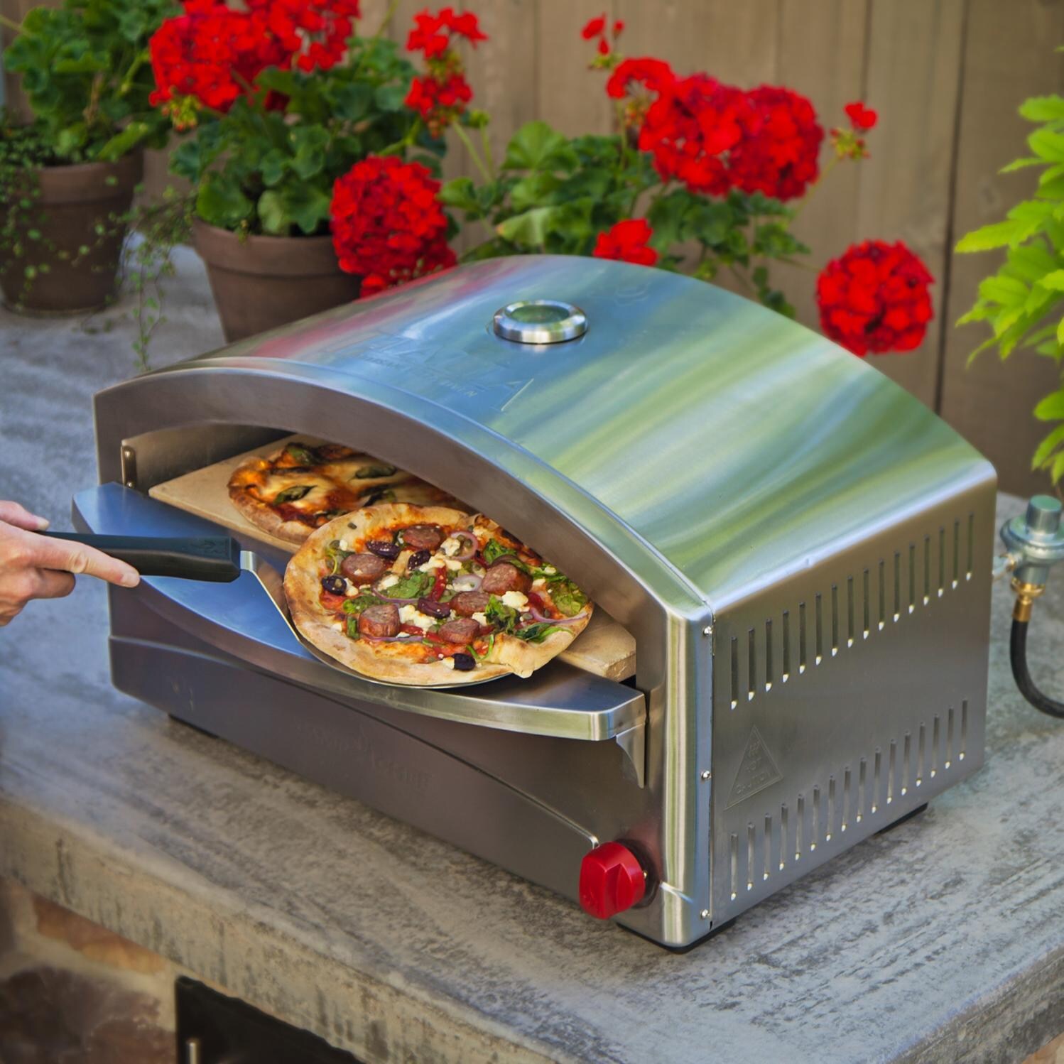 Camp Chef Italia Artisan Portable Pizza Oven - Shown in Use thumbnail