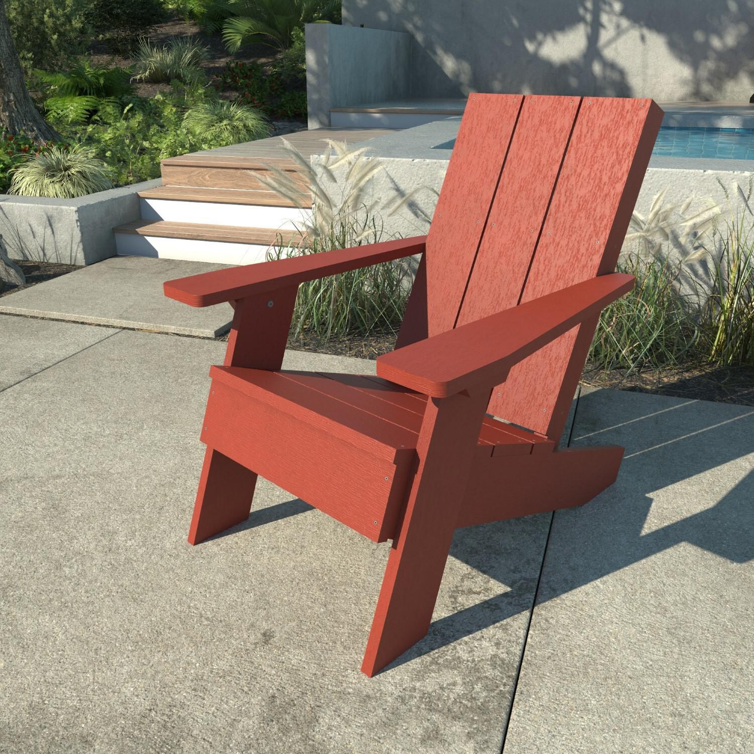 Lakeview Classical Cove Modern Adirondack Chair - Rustic Red